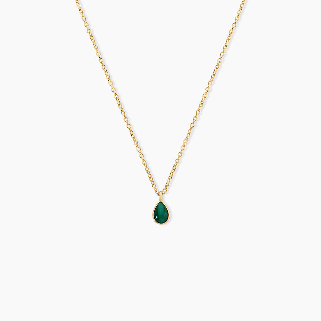 Collier Ondee Argent Dor&eacute; A L'Or 750/1000 Malachite - Colliers Femme | Histoire d&rsquo;Or