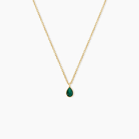 Collier Ondee Argent Dor&eacute; A L'Or 750/1000 Malachite - Colliers Femme | Histoire d&rsquo;Or