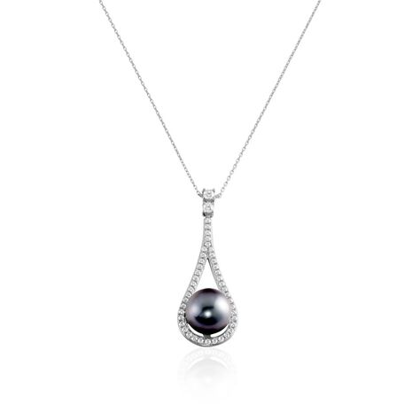 Collier Gillet Or Blanc Perle De Tahiti Oxyde Zirconium - Colliers Femme | Histoire d’Or