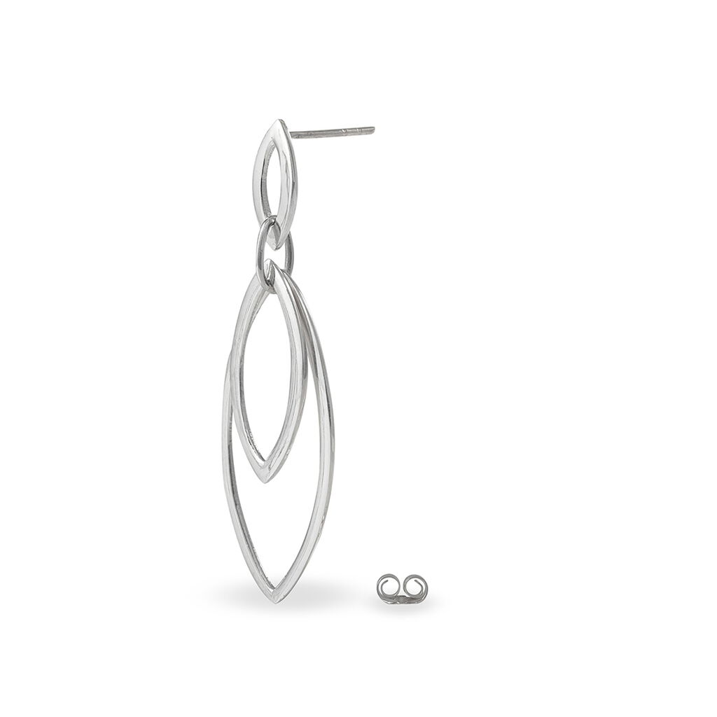 Boucles D'oreilles Pendantes Toupie Argent Blanc - Boucles d'oreilles fantaisie Femme | Histoire d’Or