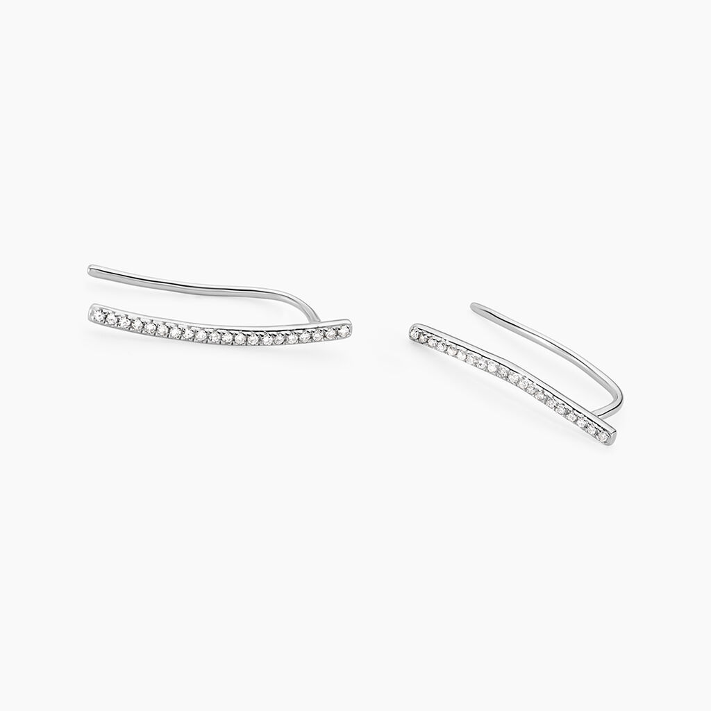 Boucles D'oreilles Grimpantes Fadoua Or Blanc Diamants - Boucles d'oreilles pendantes Femme | Histoire d’Or