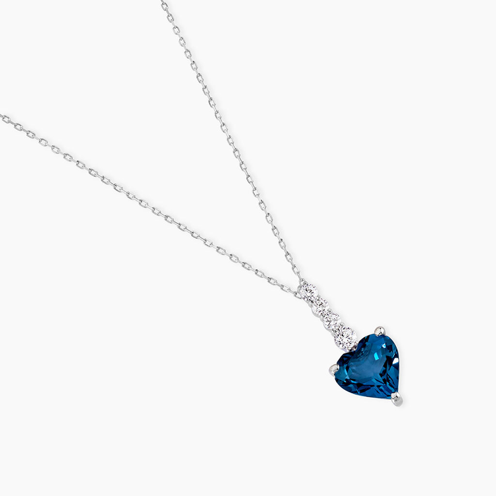 Collier Or Blanc Fany Topaze Oxydes De Zirconium - F&ecirc;te des m&egrave;res Femme | Histoire d&rsquo;Or