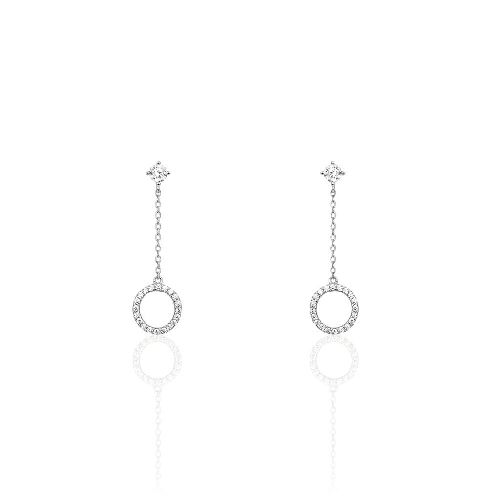 Boucles D'oreilles Pendantes Lim Or Blanc Oxyde De Zirconium - Boucles d'oreilles pendantes Femme | Histoire d’Or