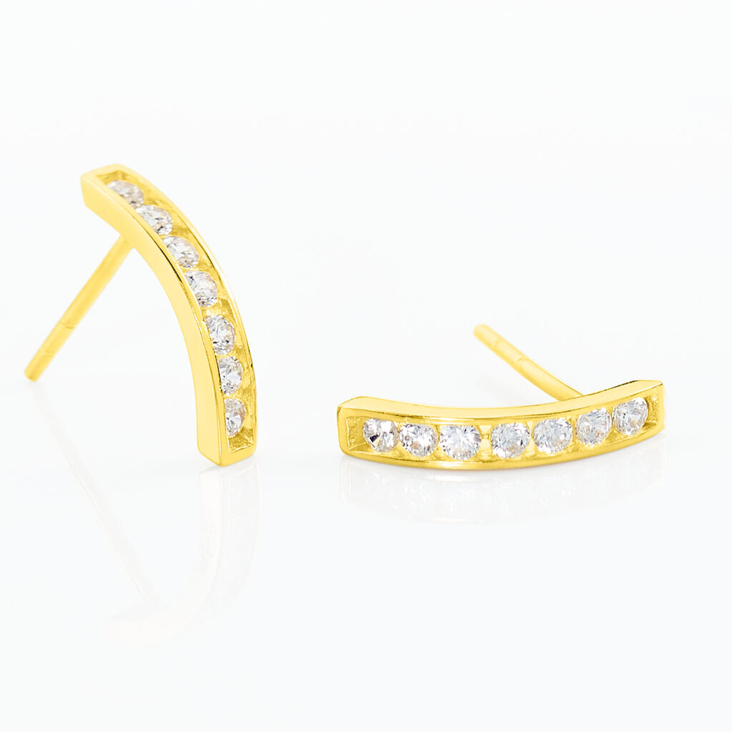 Boucles D'oreilles Jacoba Rondes Or Jaune Oxyde De Zirconium - Boucles d'oreilles créoles Femme | Histoire d’Or