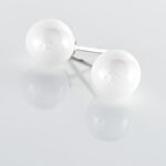 Boucles D'oreilles Puces Orbe Argent Blanc C&eacute;ramique - Boucles d'oreilles fantaisie Femme | Histoire d&rsquo;Or