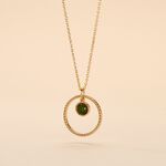Collier Amalthea Plaqu&eacute; Or Dor&eacute; Aventurine Vert - Colliers fantaisie Femme | Histoire d&rsquo;Or