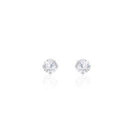 Boucles D'oreilles Puces Eddie Or Blanc Oxyde De Zirconium - Clous d'oreilles Femme | Histoire d’Or