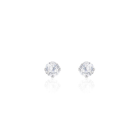 Boucles D'oreilles Puces Eddie Or Blanc Oxyde De Zirconium - Clous d'oreilles Femme | Histoire d’Or