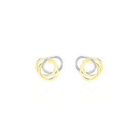 Boucles D'oreilles Puces Edmee Cercle Or Bicolore - Clous d'oreilles Femme | Histoire d’Or