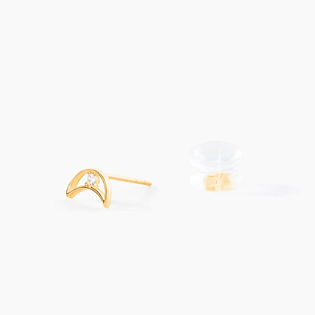 Boucles D'Oreilles Puces Brent Or Jaune Oxyde De Zirconium - Clous d'oreilles Femme | Histoire d&rsquo;Or
