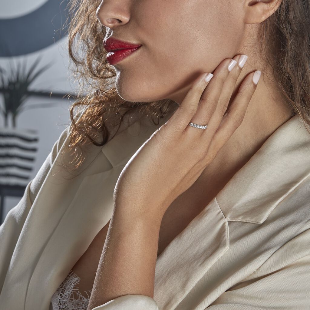 Demi Alliance Eloise Platine Blanc Diamant - Alliances Femme | Histoire d’Or