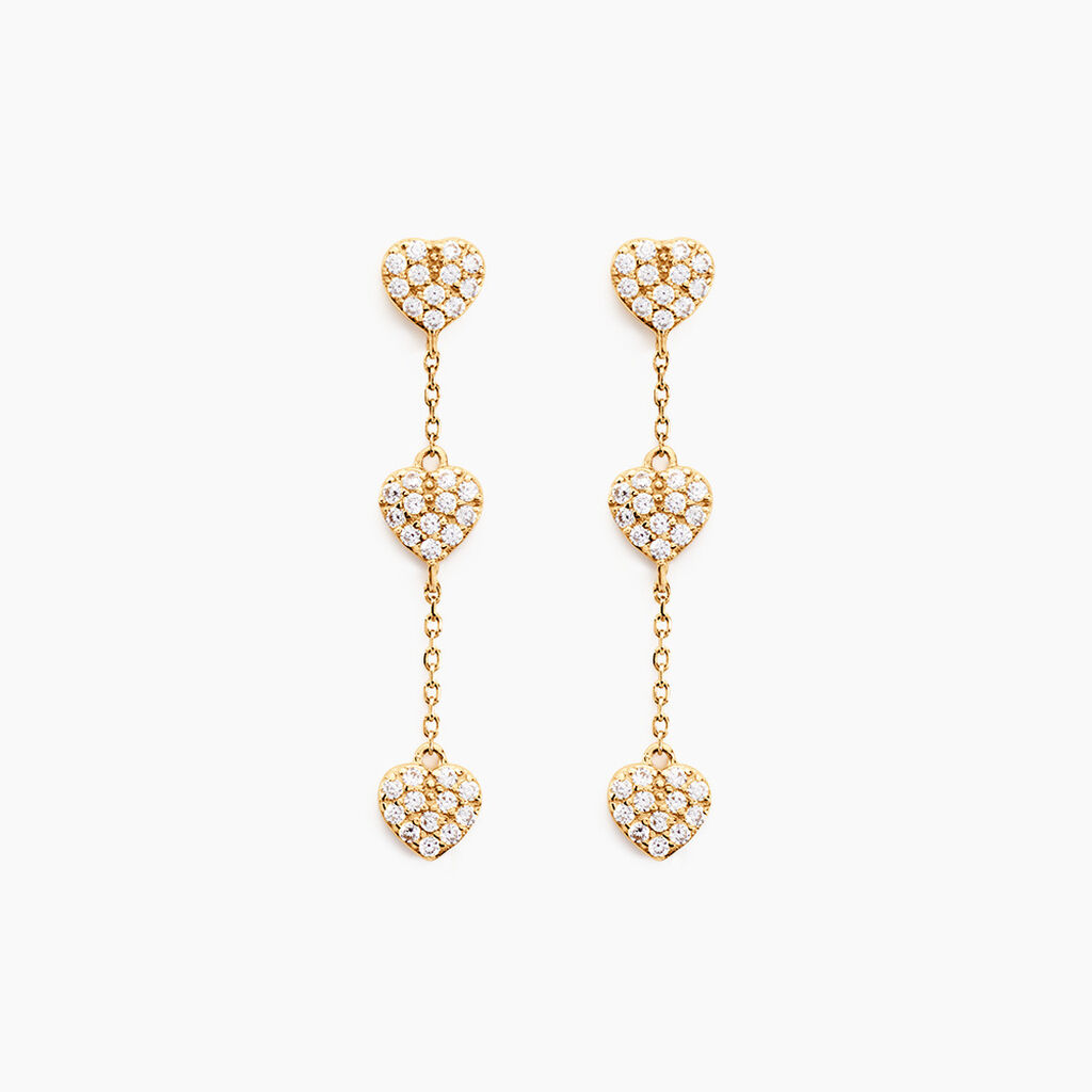 Boucles D'oreilles Pendantes Bomb Lover Or Jaune Oxyde De Zirconium - Boucles d'oreilles pendantes Femme | Histoire d&rsquo;Or