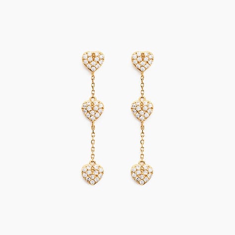 Boucles D'oreilles Pendantes Bomb Lover Or Jaune Oxyde De Zirconium - Boucles d'oreilles pendantes Femme | Histoire d&rsquo;Or
