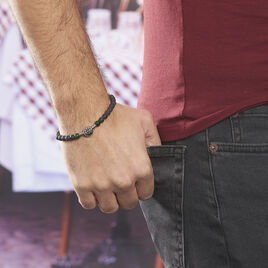 Bracelet Acier Lysane Boules Noires Vertes - Bracelets fantaisie Homme | Histoire d’Or