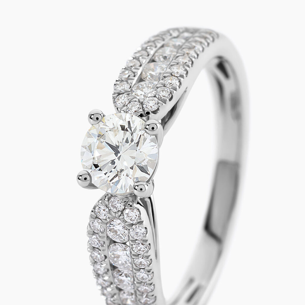 Bague Solitaire Stockholm Or Blanc Diamant - Bagues de fian&ccedil;ailles vintage Femme | Histoire d&rsquo;Or