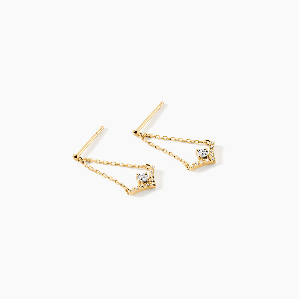 Boucles D'Oreilles Pendantes Severienne Or Jaune Diamant - Boucles d'oreilles pendantes  | Histoire d&rsquo;Or