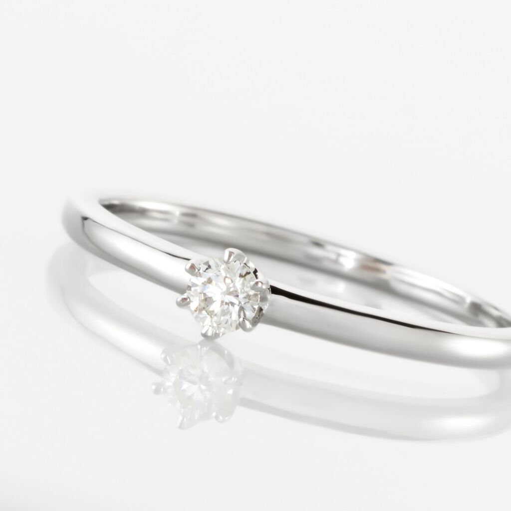 Solitaire  Natalia Platine Blanc Diamant - Bagues solitaires Femme | Histoire d&rsquo;Or