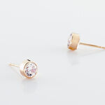 Boucles D'oreilles Puces Elda Serti Clos Or Rose Oxyde De Zirconium - Clous d'oreilles Femme | Histoire d&rsquo;Or
