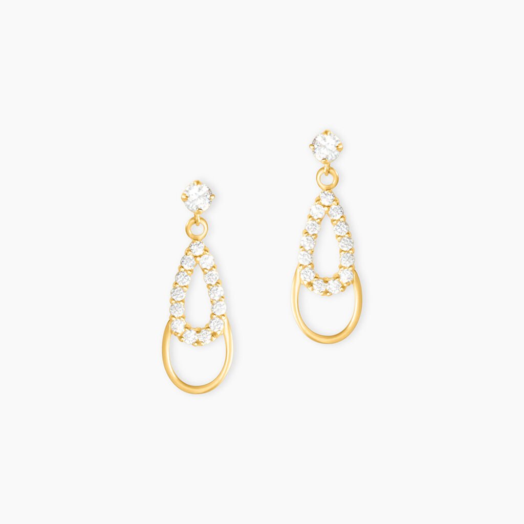 Boucles D'oreilles Pendantes Britain Or Jaune Oxyde De Zirconium - Boucles d'oreilles pendantes Femme | Histoire d’Or