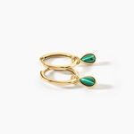 Cr&eacute;oles Ondee Argent Dor&eacute; A L'Or 750/1000 Malachite - Boucles d'oreilles cr&eacute;oles Femme | Histoire d&rsquo;Or
