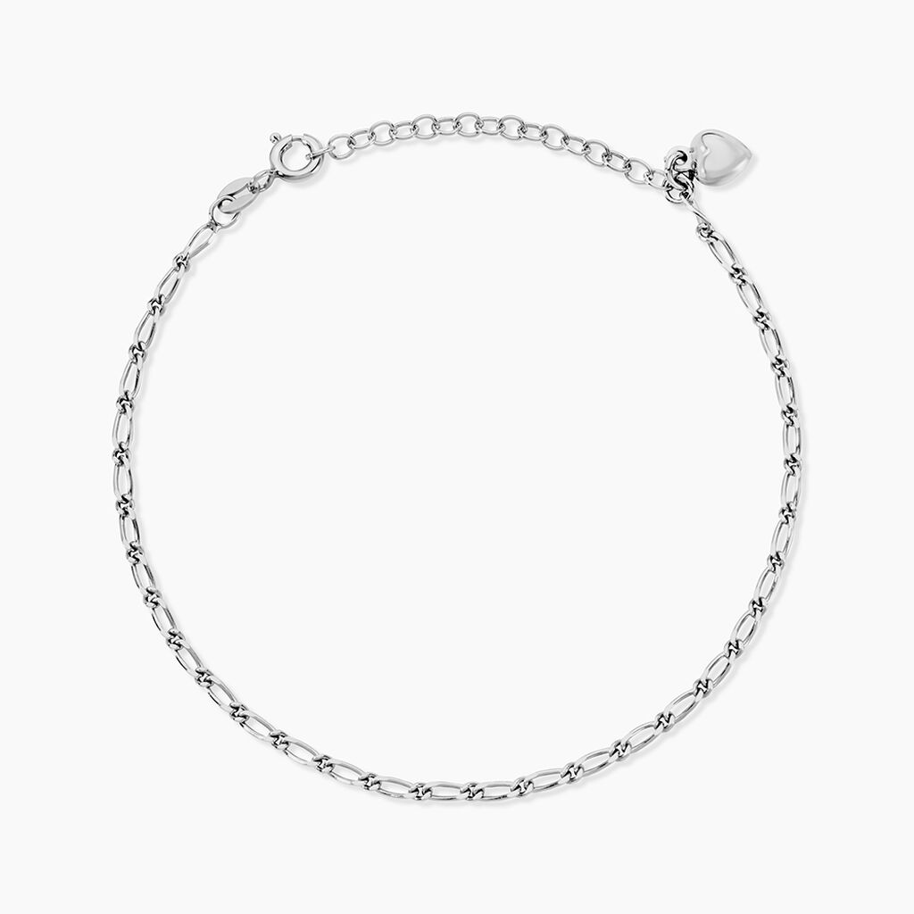 Cha&icirc;ne De Cheville Laurelyn Maille Alternee 1/1 Argent Blanc - Cha&icirc;nes de cheville Femme | Histoire d&rsquo;Or