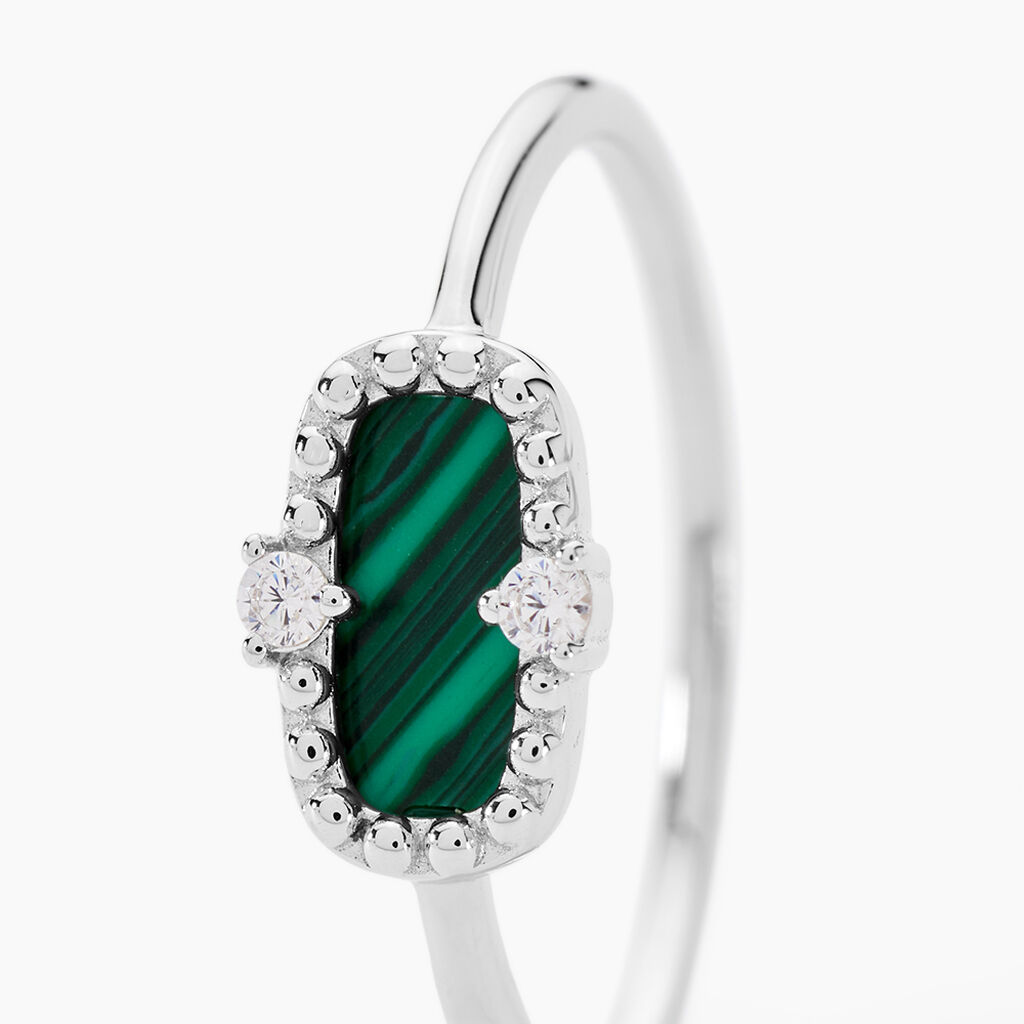 Bague Serafine Argent Blanc Malachite Oxyde De Zirconium - Bagues solitaires Femme | Histoire d’Or