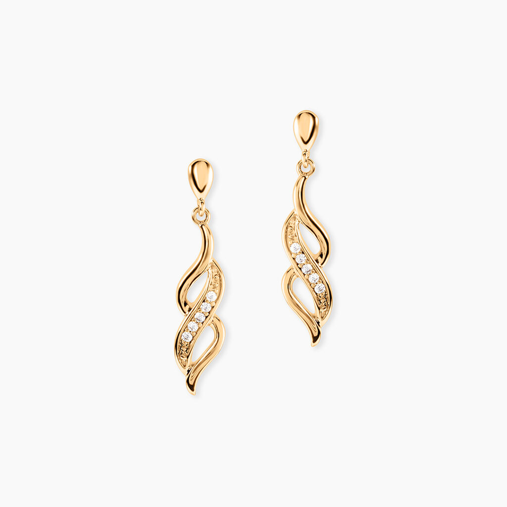Boucles D'oreilles Pendantes Ishaae Plaqu&eacute; Or Jaune Oxyde De Zirconium - Boucles d'oreilles empierr&eacute;es Femme | Histoire d&rsquo;Or