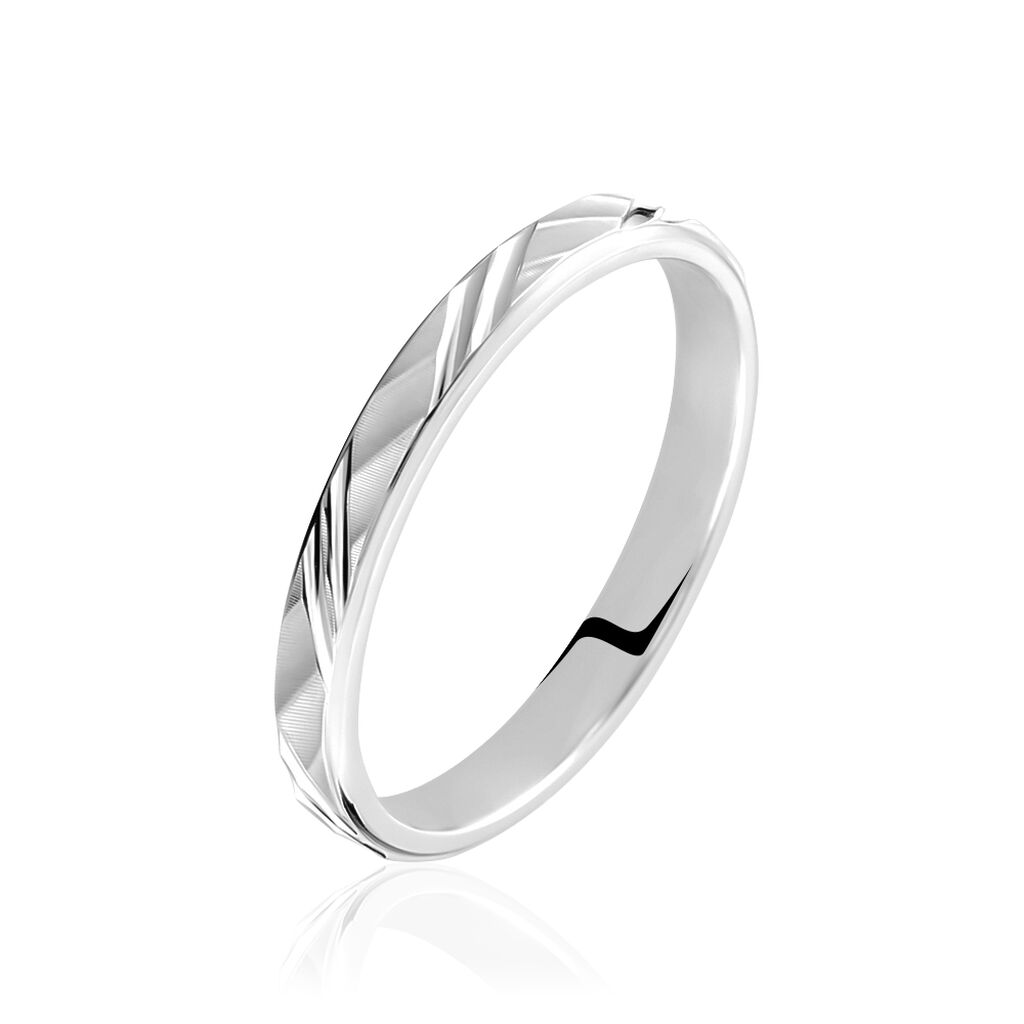 Alliance Samiha Ruban Plat Or Blanc - Alliances Unisex | Histoire d’Or