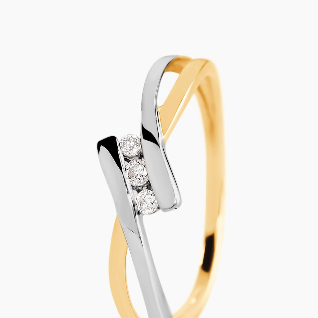 Bague Brixia Or Bicolore Diamant - Bagues avec pierre Femme | Histoire d&rsquo;Or