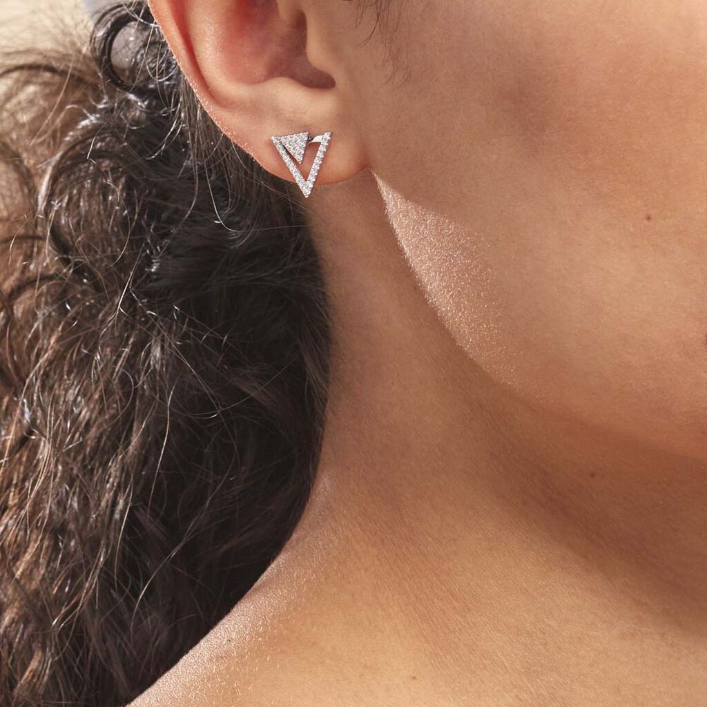 Boucles D'oreilles Pendantes Domnika Argent Blanc Oxyde De Zirconium - Boucles d'oreilles fantaisie Femme | Histoire d’Or