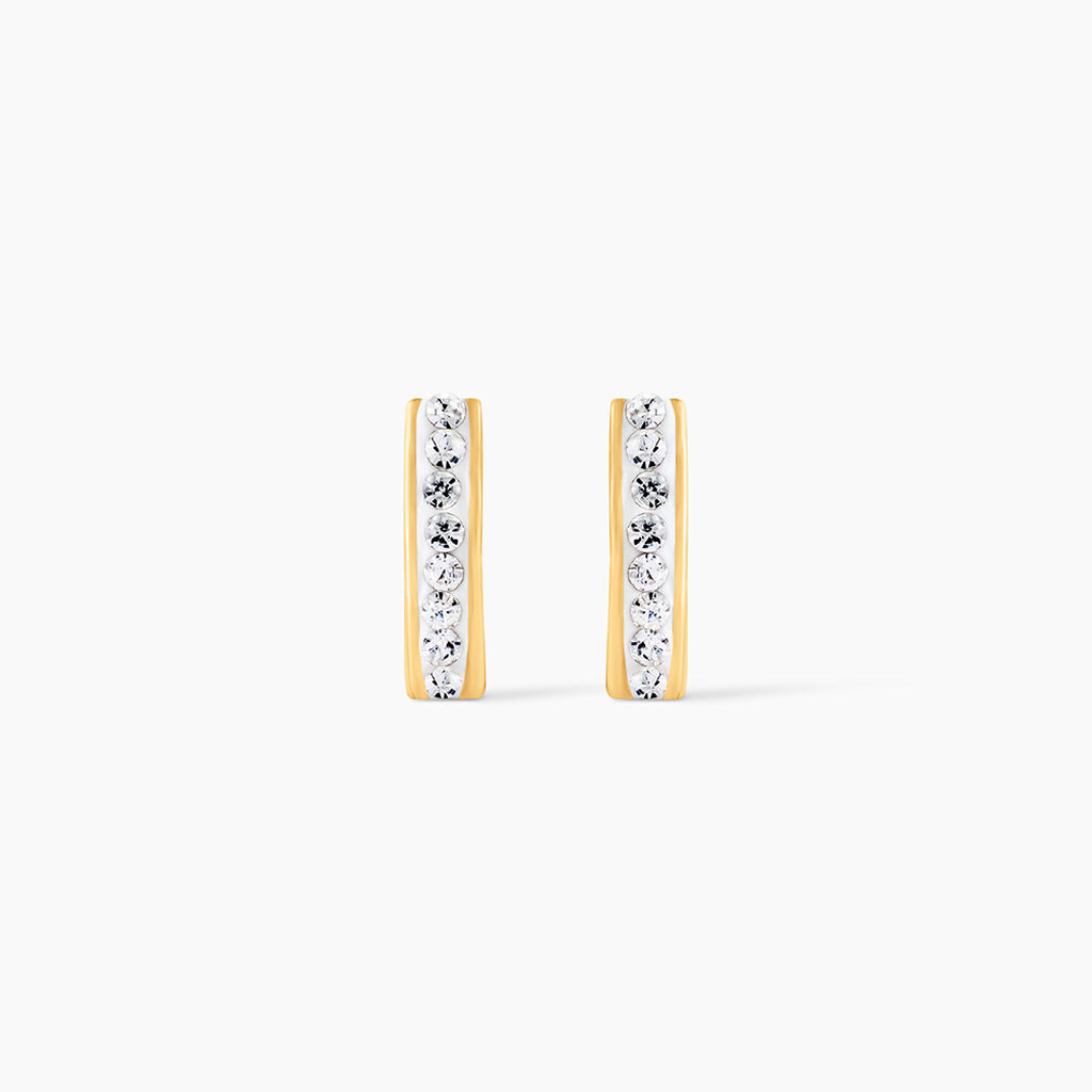 Boucles D'oreilles Puces Edme Barrettes Or Jaune Strass - Clous d'oreilles Femme | Histoire d&rsquo;Or