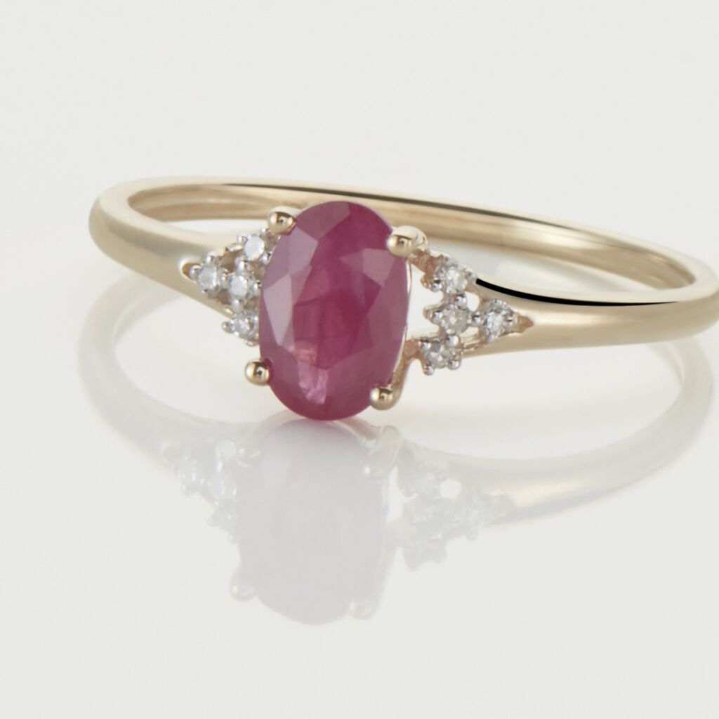 Bague Or Jaune Marie Rubis Diamants - Bagues solitaires Femme | Histoire d’Or