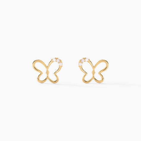 Boucles D'oreilles Puces Camomille Or Jaune Oxyde De Zirconium - Clous d'oreilles Enfant | Histoire d’Or