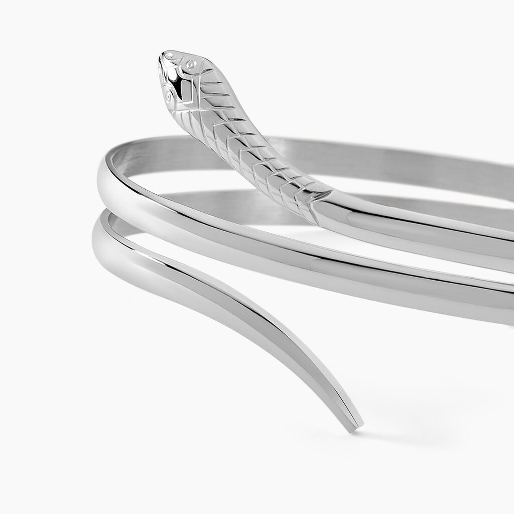 Bracelet Jonc Solitaae Argent Blanc - Bracelets joncs Femme | Histoire d’Or