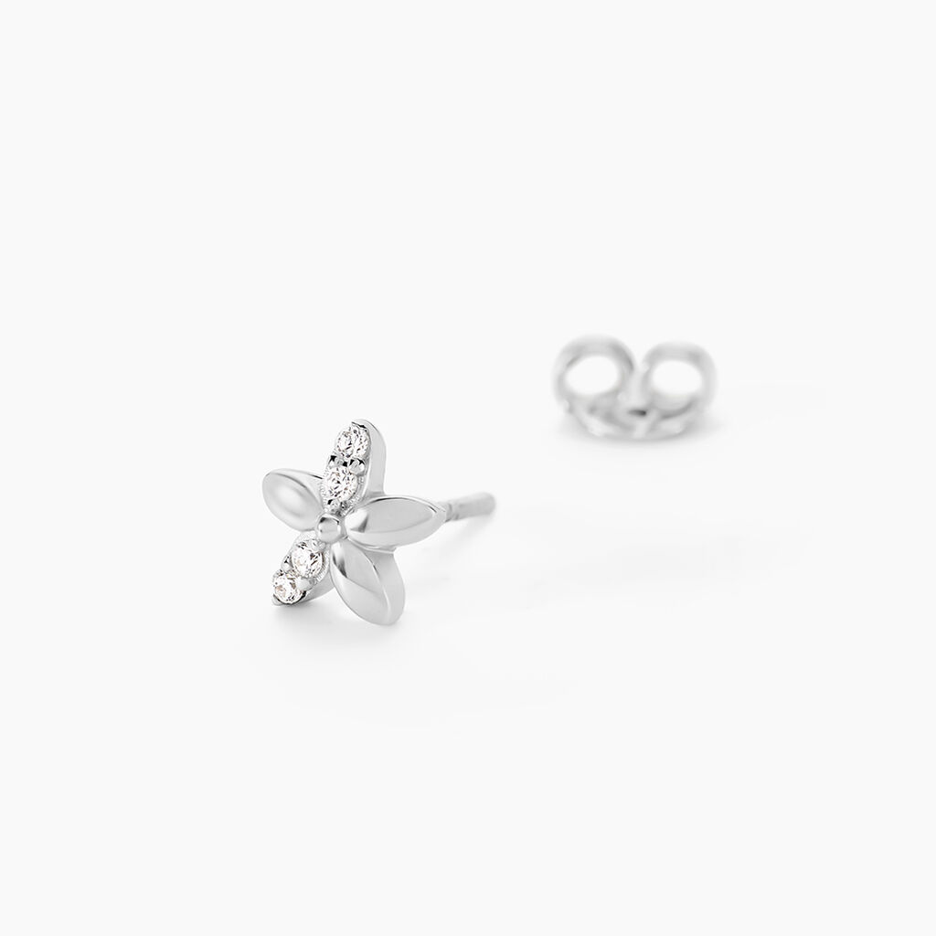 Boucles D'oreilles Puces Darline Argent Blanc Oxyde De Zirconium - Boucles d'oreilles fantaisie Femme | Histoire d&rsquo;Or