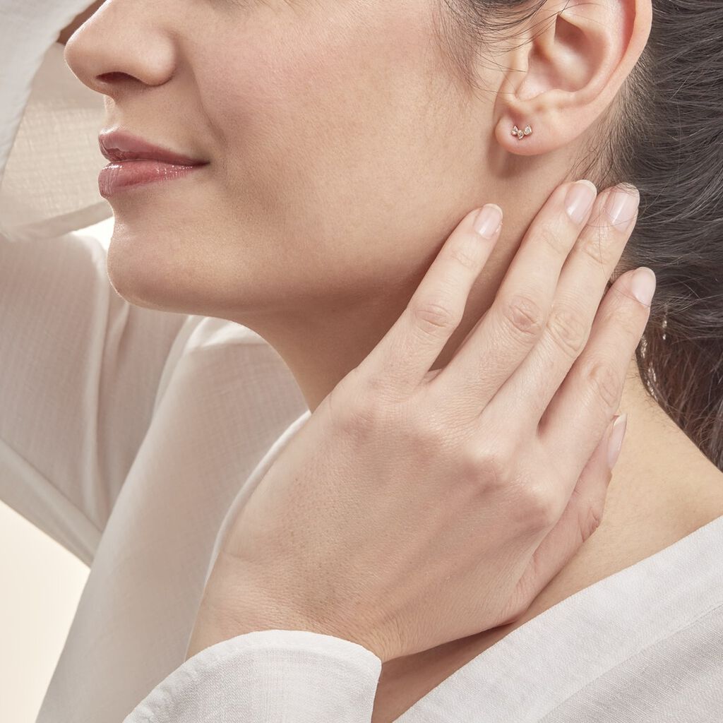 Boucles D'oreilles Puces Mureille Or Jaune Oxyde De Zirconium - Clous d'oreilles Femme | Histoire d’Or