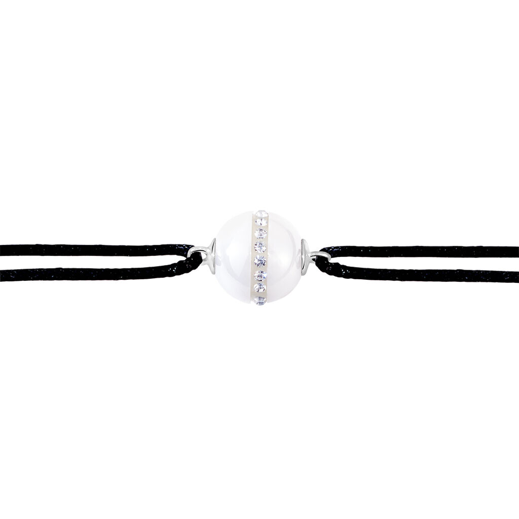 Bracelet Nina Cera Argent Blanc Céramique Et Strass - Bracelets cordon Femme | Histoire d’Or