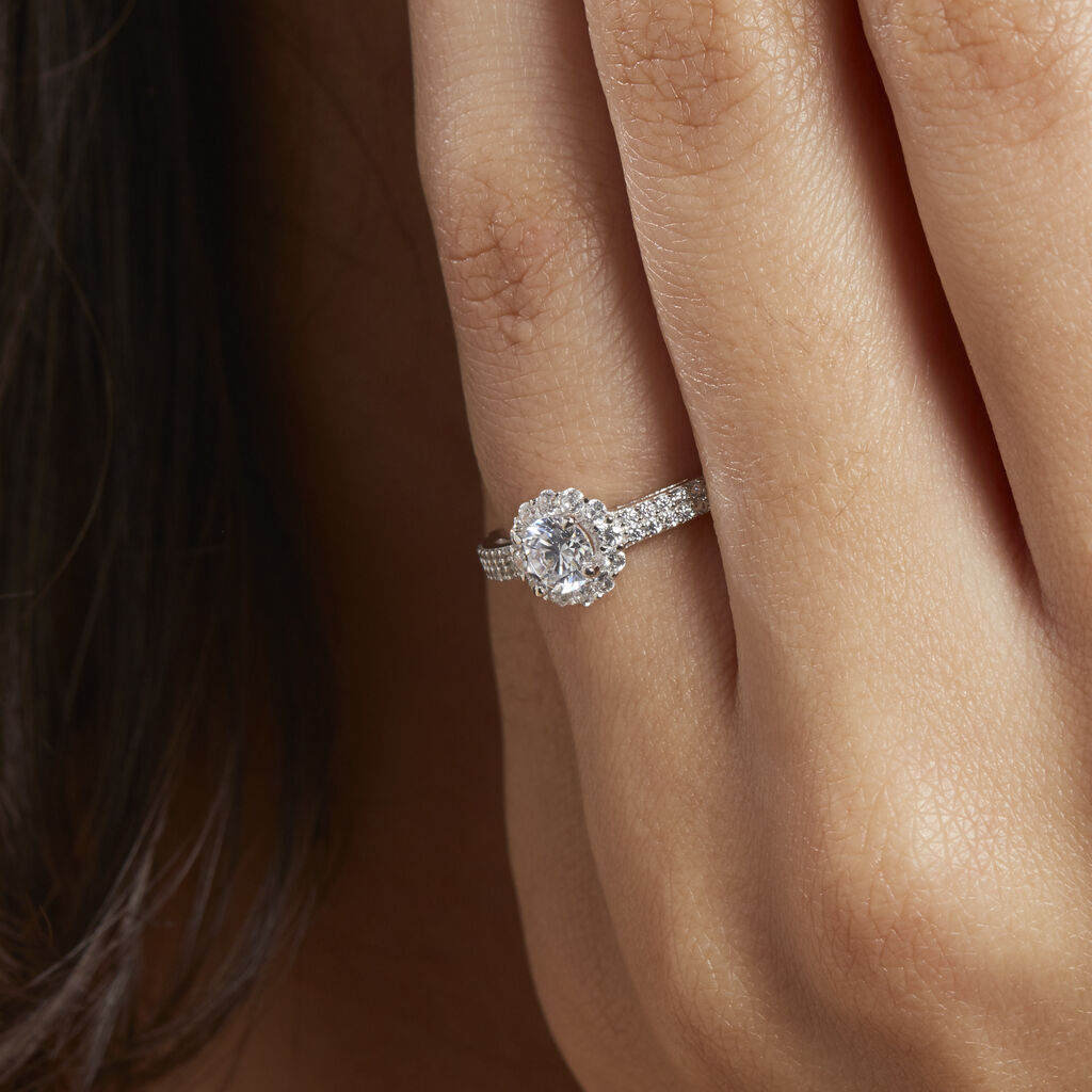 Bague Solitaire Fathima Or Blanc Oxyde De Zirconium - Bagues solitaires Femme | Histoire d’Or