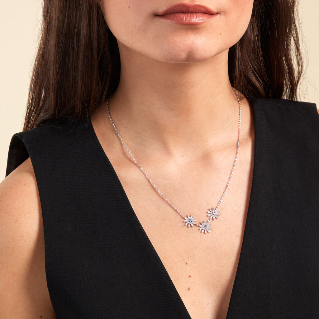 Collier Daisy Argent Blanc Oxyde De Zirconium - Colliers Femme | Histoire d’Or