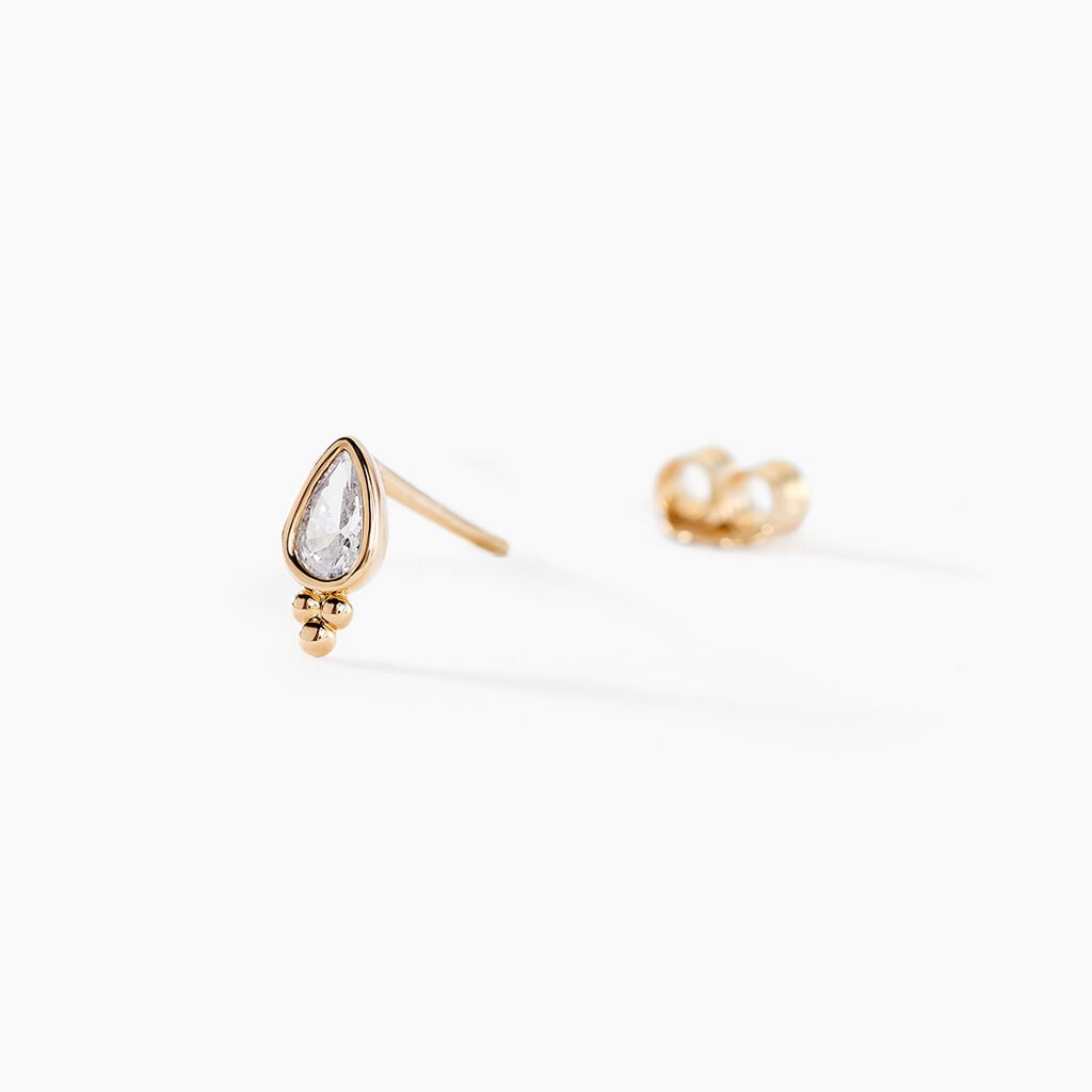 Boucles D'oreilles Puces Marika Plaqu&eacute; Or Dor&eacute; Oxyde De Zirconium - Boucles d'oreilles fantaisie Femme | Histoire d&rsquo;Or