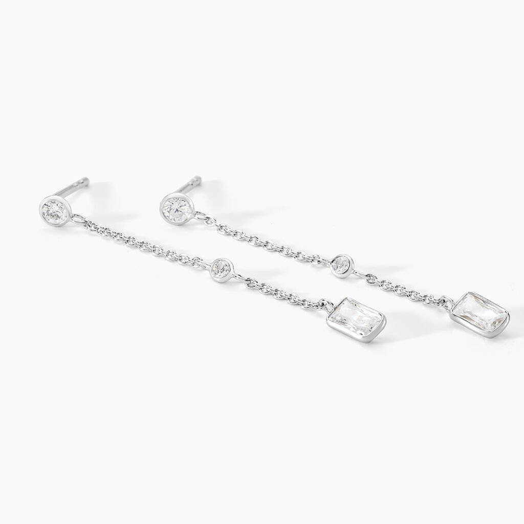 Boucles D'oreilles Puces Argane Argent Blanc Oxyde De Zirconium - Nouveautés Femme | Histoire d’Or