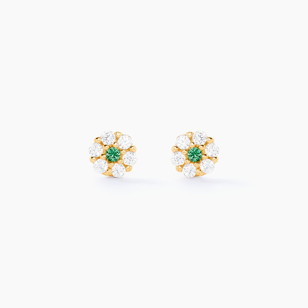 Boucles D'oreilles Puces Margaid Or Jaune Oxyde De Zirconium - Clous d'oreilles Femme | Histoire d’Or