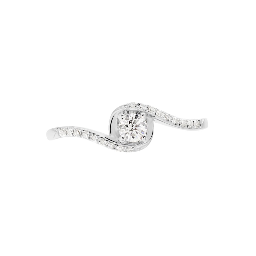 Bague Vrille Accompagnee Or Blanc Diamant - Bagues solitaires Femme | Histoire d’Or