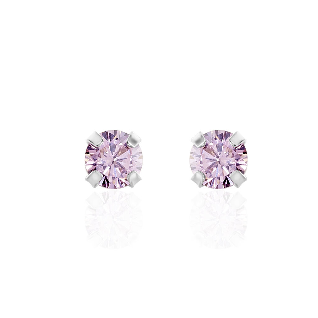 Boucles D'oreilles Puces Daria Or Blanc Oxyde De Zirconium - Clous d'oreilles Femme | Histoire d’Or