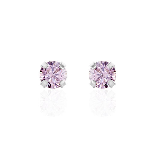 Boucles D'oreilles Puces Daria Or Blanc Oxyde De Zirconium - Clous d'oreilles Femme | Histoire d’Or