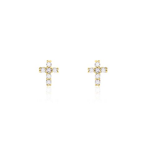 Boucles D'oreilles Puces Luna Or Jaune Oxyde De Zirconium - Clous d'oreilles Femme | Histoire d’Or