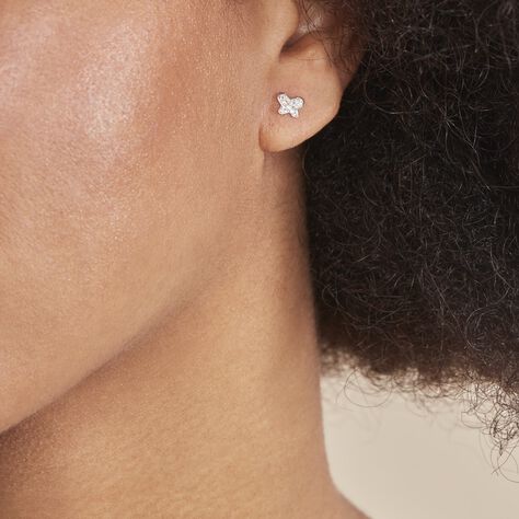 Boucles D'oreilles Puces Evaelle Papillon 0 Or Rose Strass - Clous d'oreilles Femme | Histoire d’Or