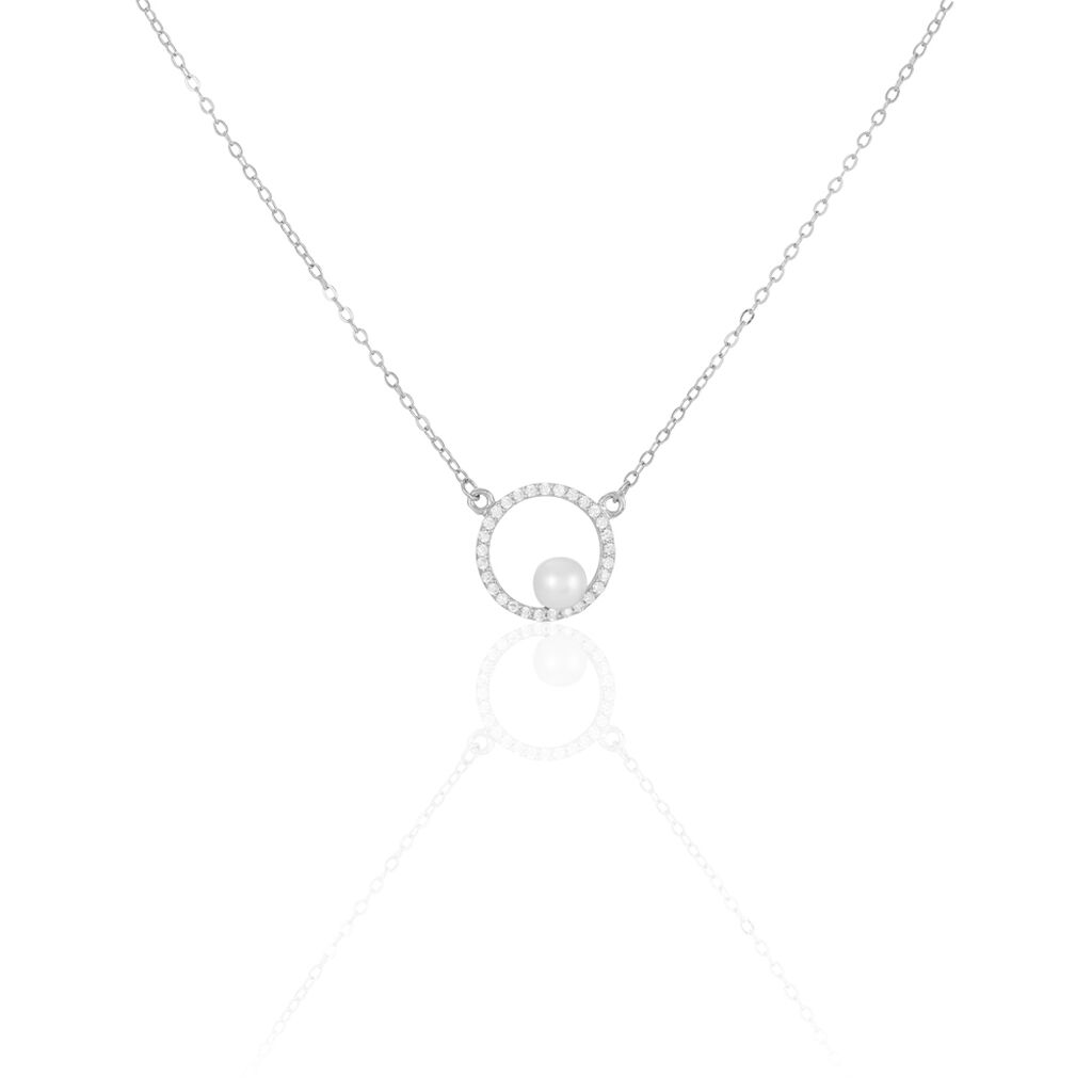 Collier Marthe Argent Blanc Perle De Culture Et Oxyde De Zirconium