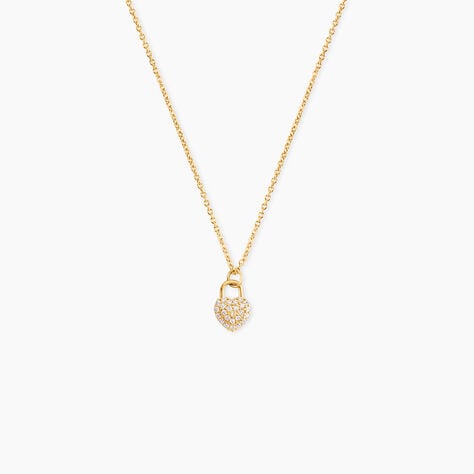 Collier Lucrezio Argent Dor&eacute; A L'Or 750/1000 Oxyde De Zirconium - Bijoux avec pierres Femme | Histoire d&rsquo;Or