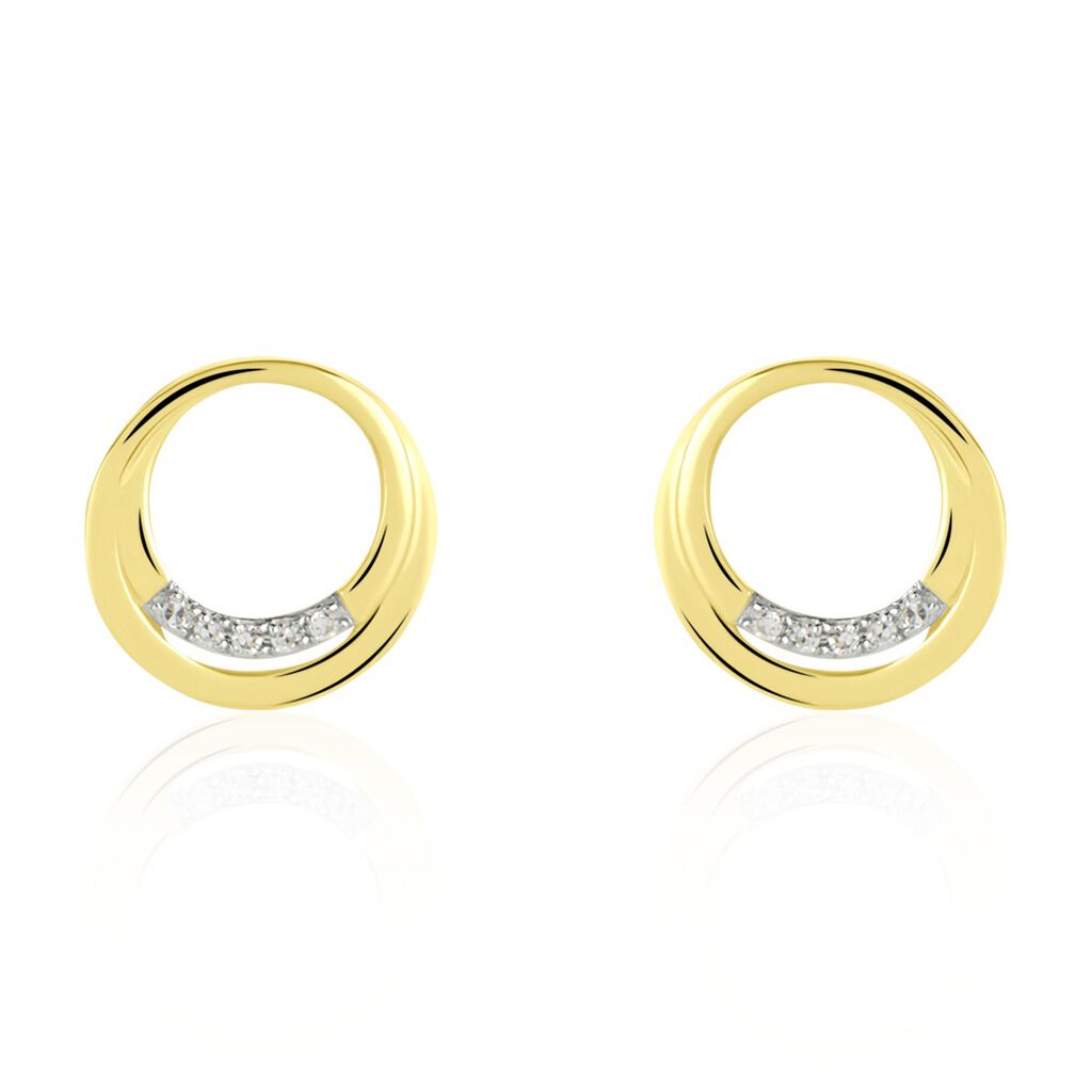 Boucles D'oreilles Puces Circlane Or Jaune Diamant - Clous d'oreilles Femme | Histoire d’Or